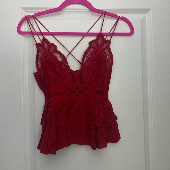 NWT Free People Adella Cami in Cherry Red🍒 - Picture 4 of 7